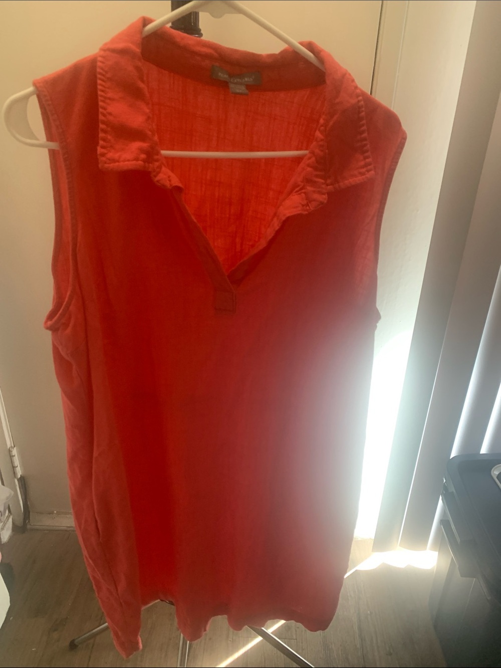Sleeveless coral Linen Blend Dress